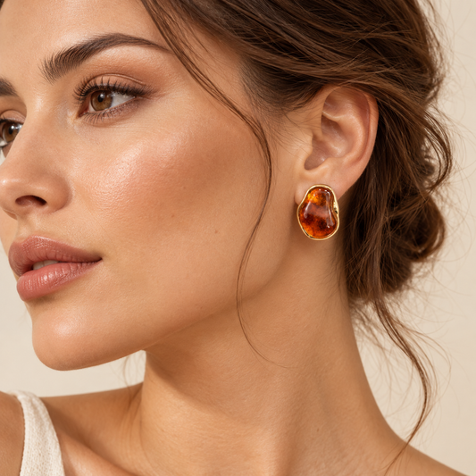Amber Organic Stud Earrings