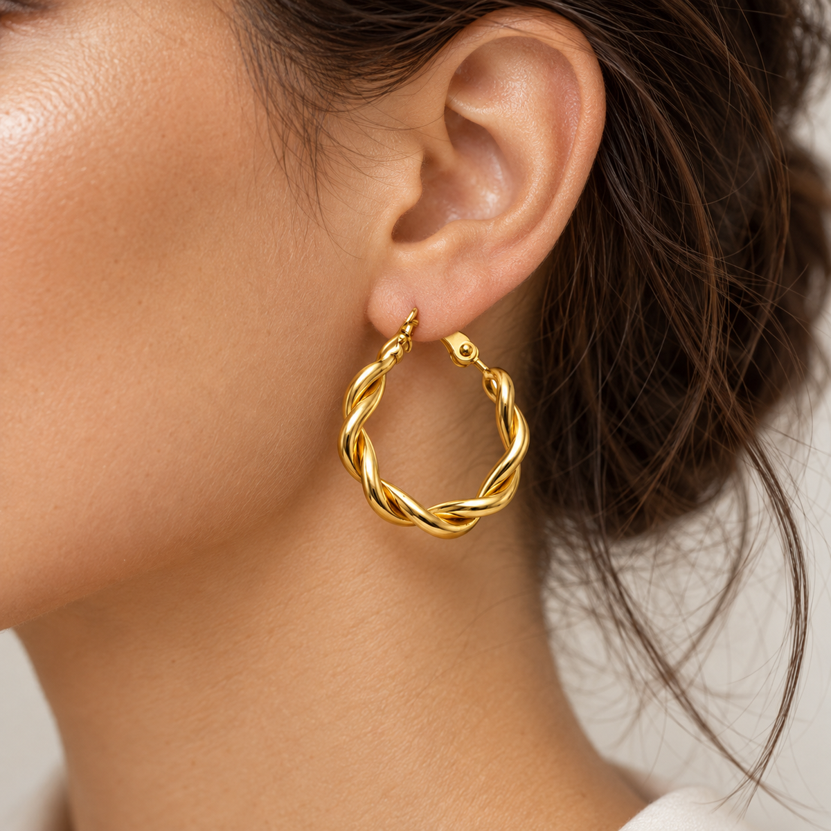 Twisted Gold Hoop Earrings