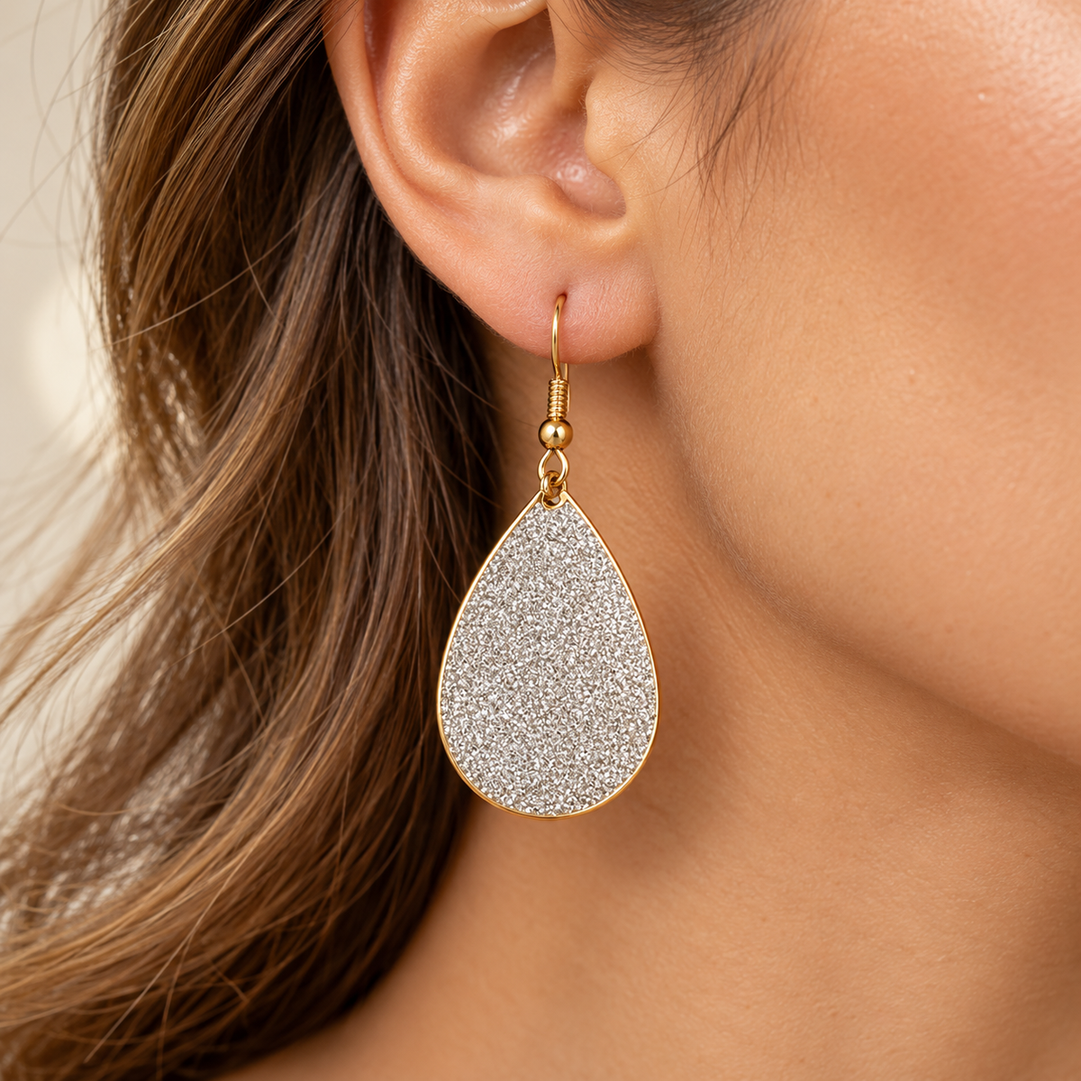 Textured Silver Teardrop Earrings