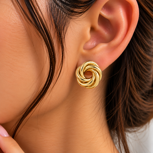 Sculptural Gold Spiral Knot Earrings