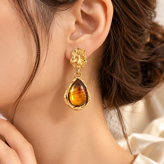 Amber Teardrop Statement Earrings