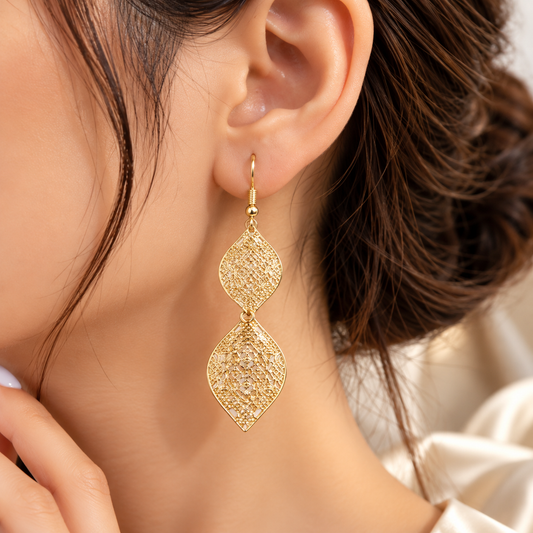 Double Teardrop Filigree Earrings