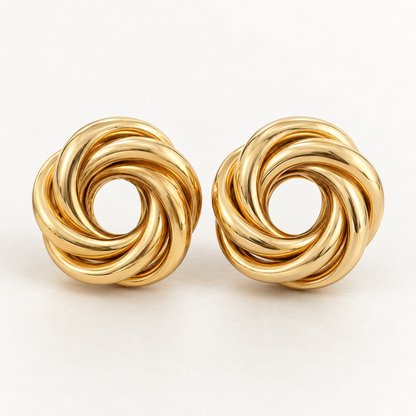 Sculptural Gold Spiral Knot Earrings