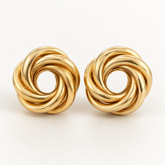 Sculptural Gold Spiral Knot Earrings