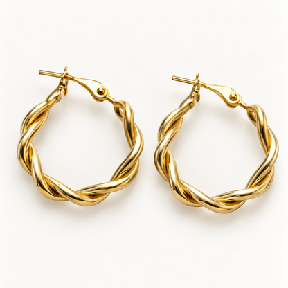 Twisted Gold Hoop Earrings