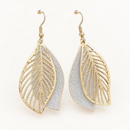 Gold & Silver Leaf Drop Earrings