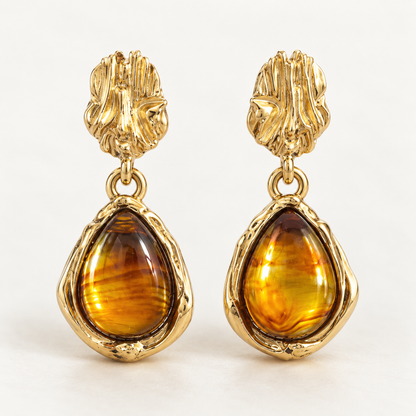 Amber Teardrop Statement Earrings