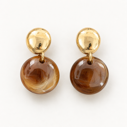 Amber Double Orb Drop Earrings