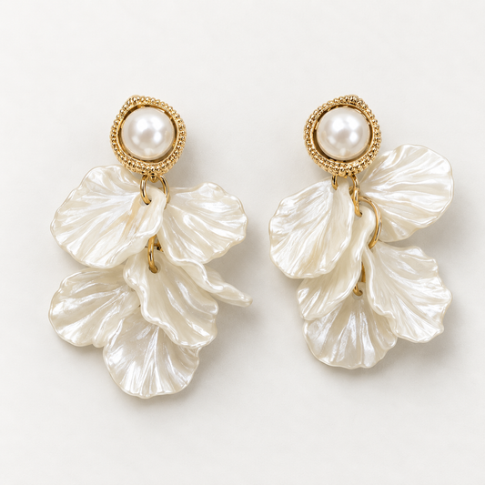 Pearl Petal Statement Earrings