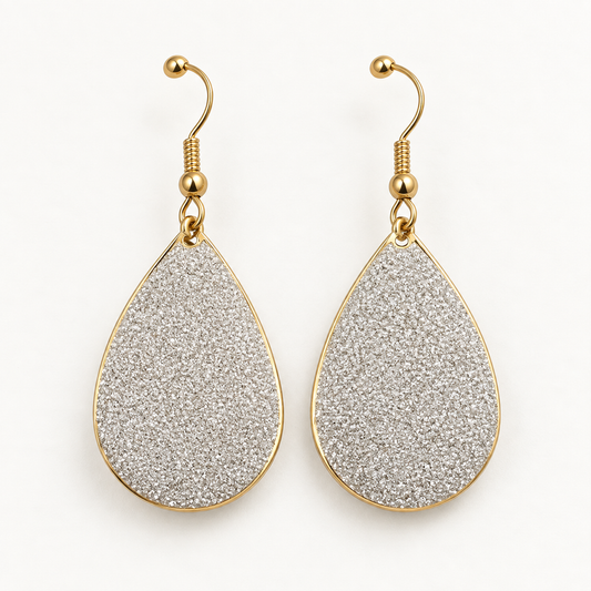 Textured Silver Teardrop Earrings