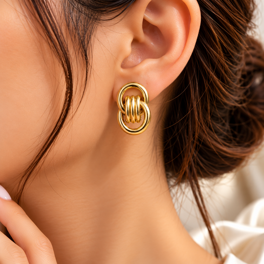 Interlocking Gold Oval Earrings