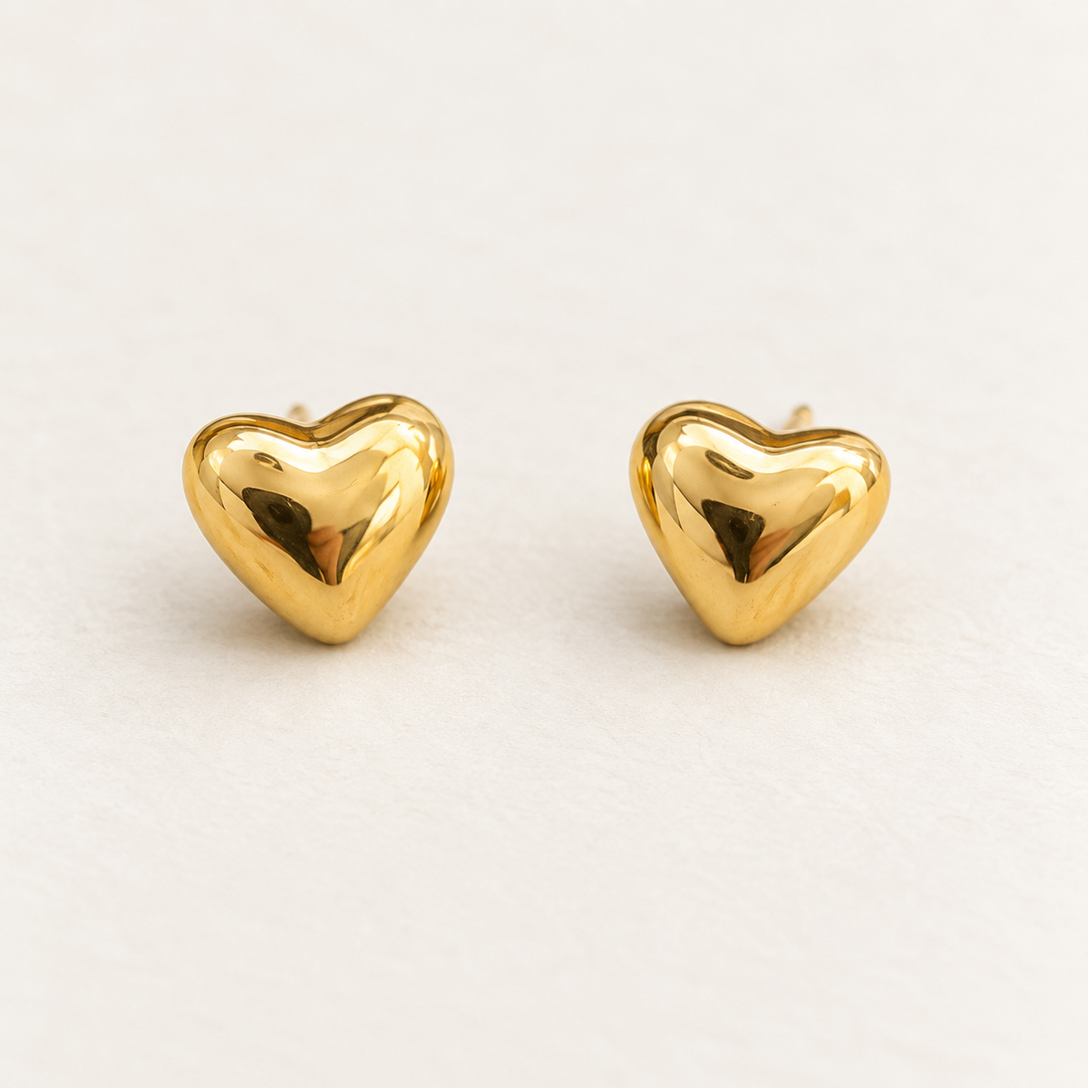 Sculpted Gold Heart Stud Earrings
