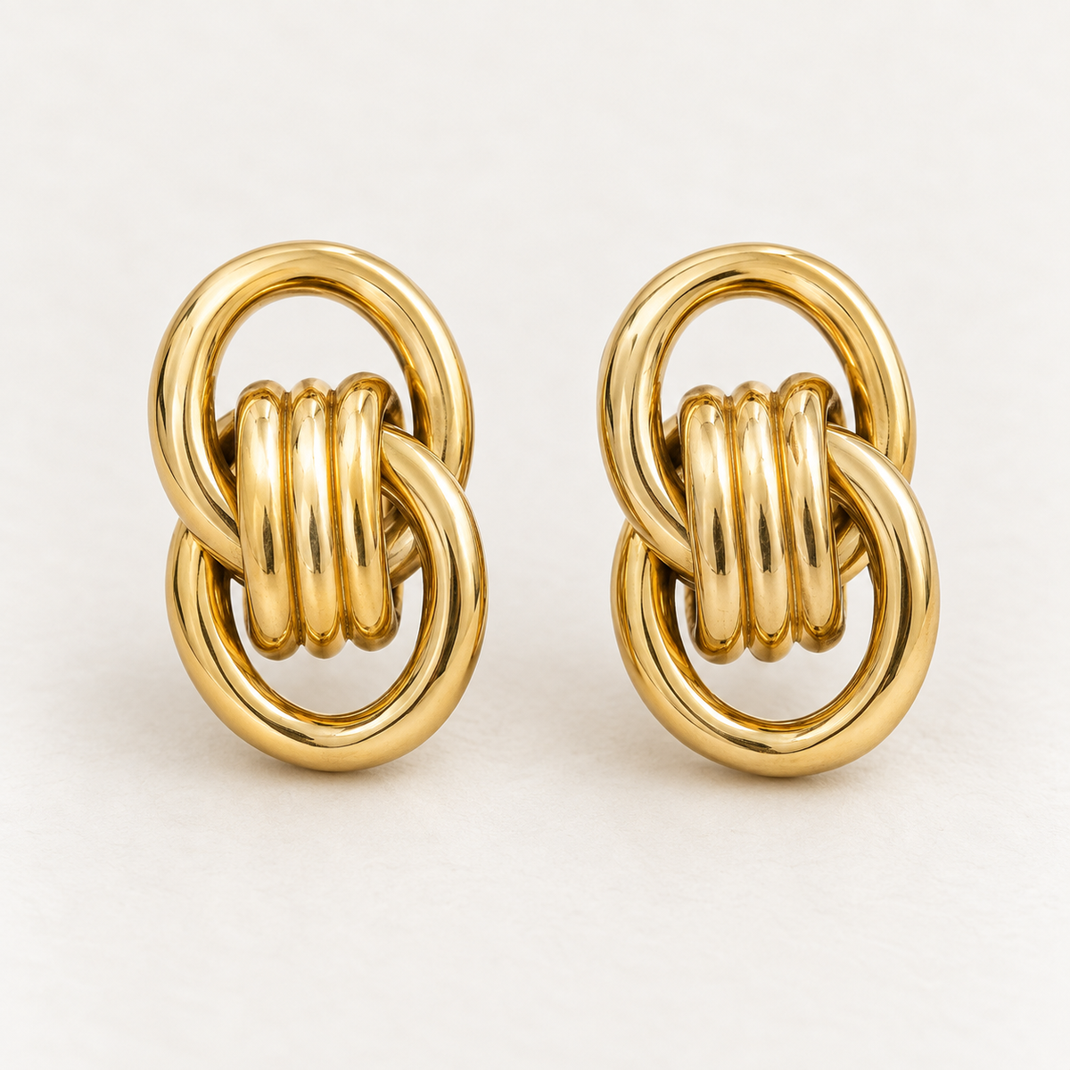 Interlocking Gold Oval Earrings