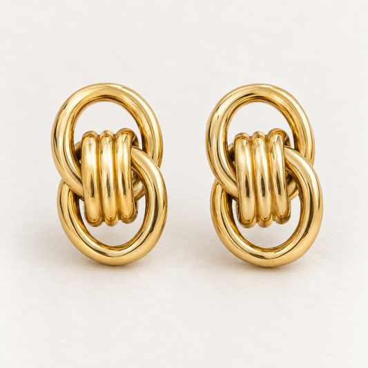 Interlocking Gold Oval Earrings