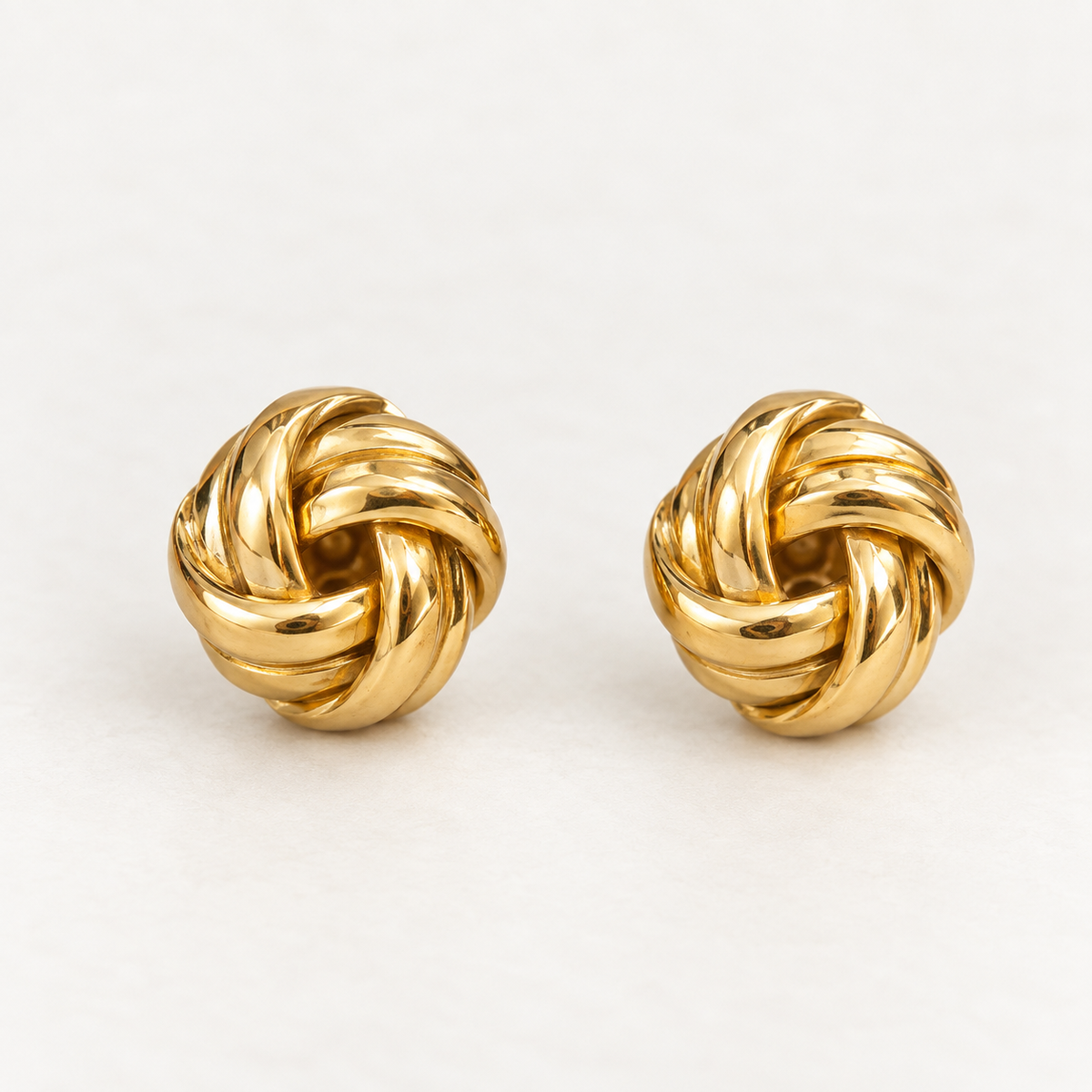 Sculpted Interwoven Gold Knot Earrings