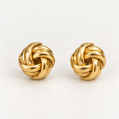Sculpted Interwoven Gold Knot Earrings