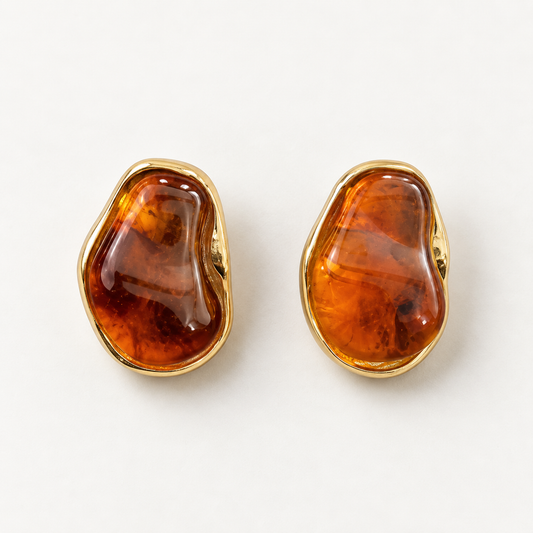 Amber Organic Stud Earrings
