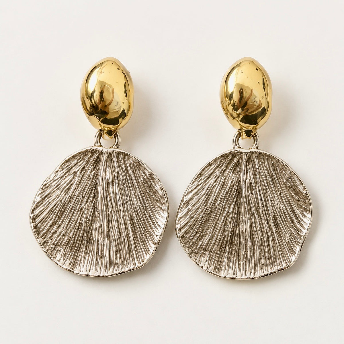 Textured Silver Fan Drop Earrings