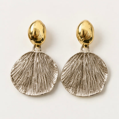 Textured Silver Fan Drop Earrings