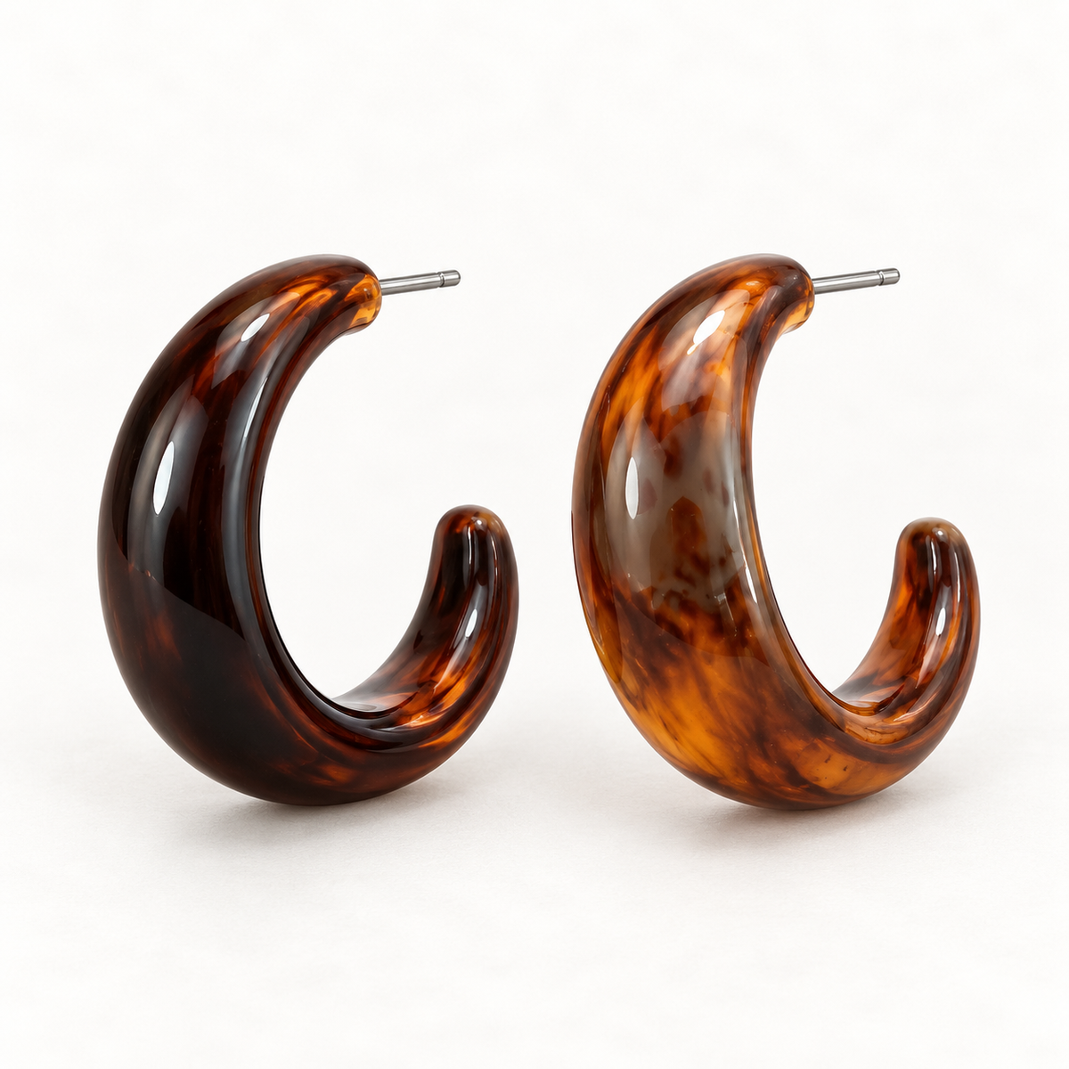 Tortoiseshell Crescent Hoop Earrings
