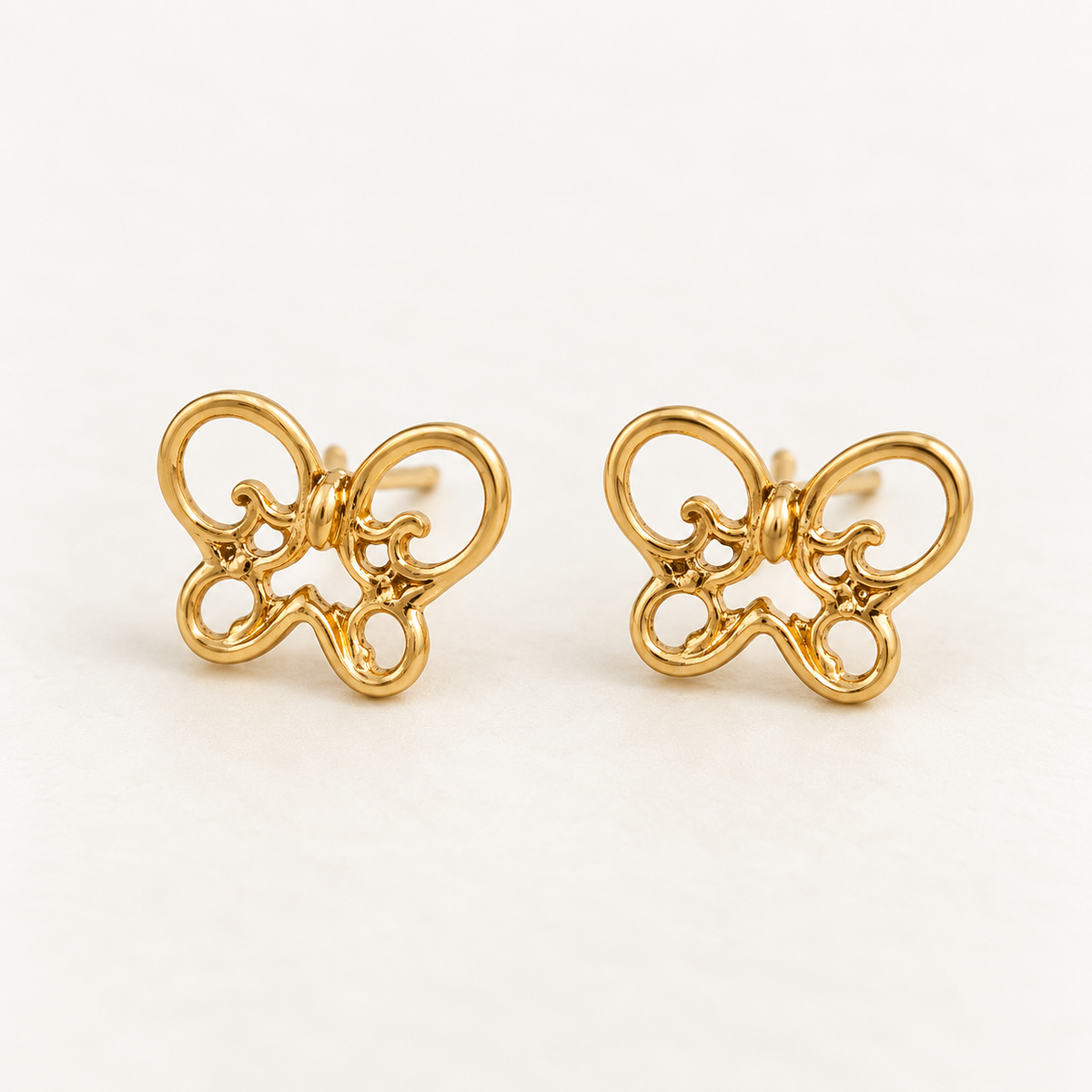 Gold Sculpted Loop Stud Earrings
