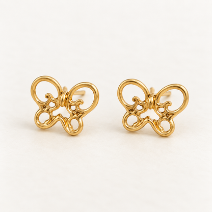 Gold Sculpted Loop Stud Earrings