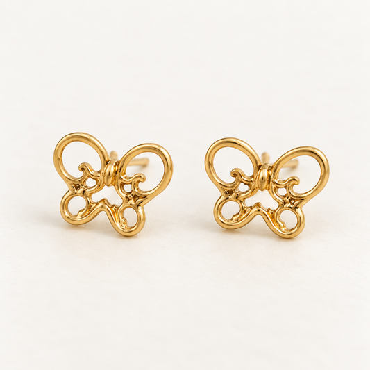 Gold Sculpted Loop Stud Earrings