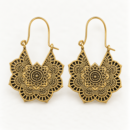 Ornate Gold Mandala Earrings