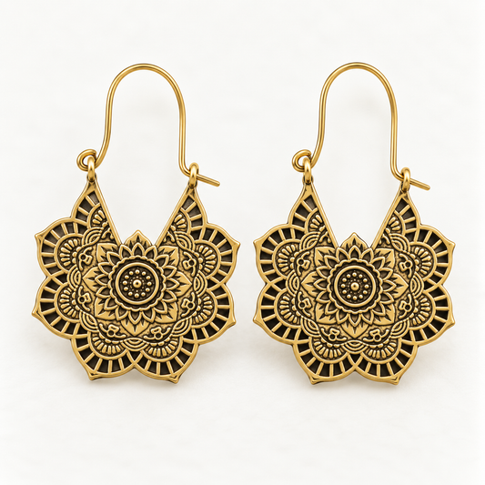Ornate Gold Mandala Earrings