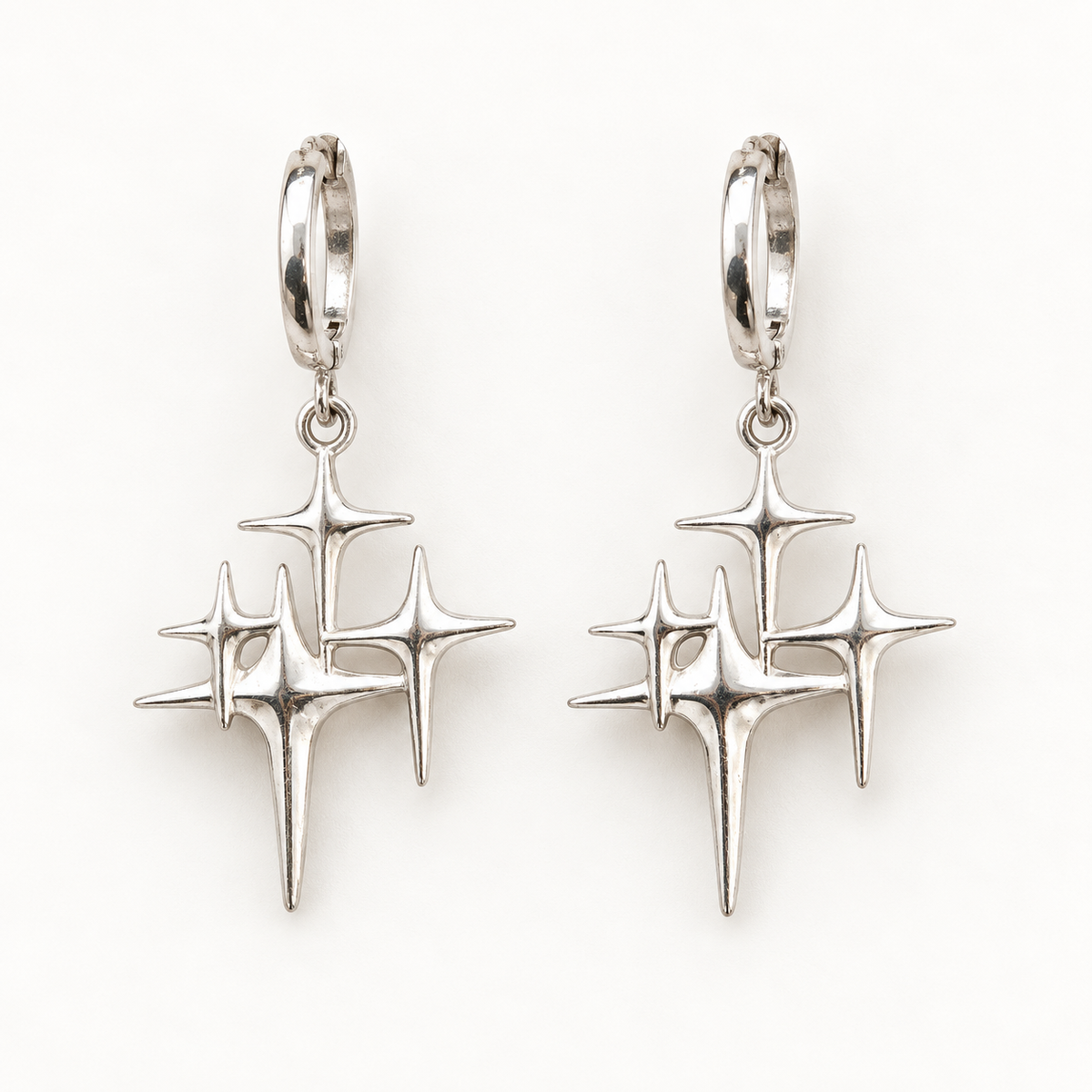 Silver Starburst Drop Earrings