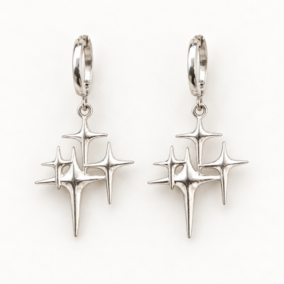 Silver Starburst Drop Earrings