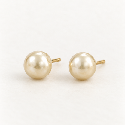 Polished Gold Sphere Stud Earrings