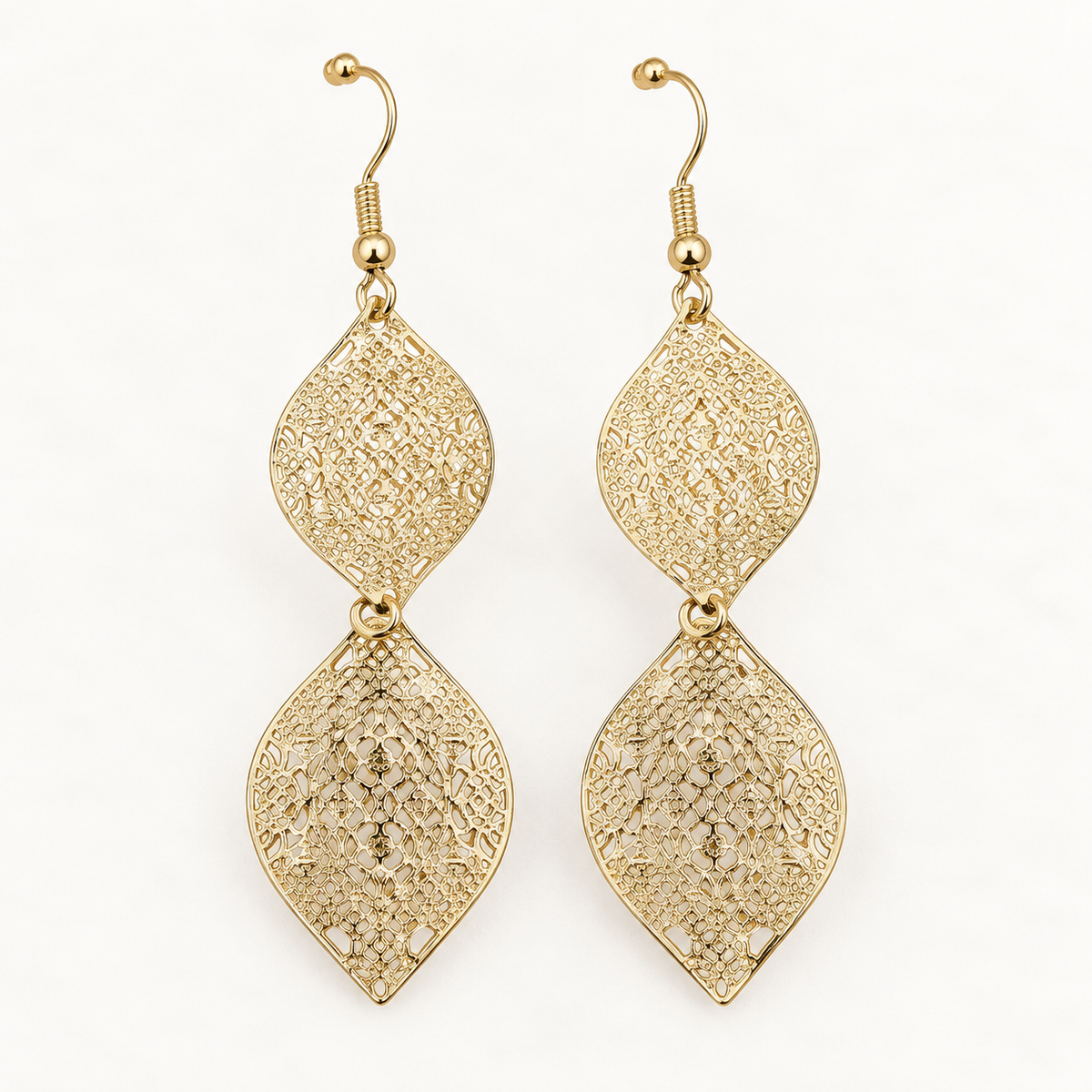 Double Teardrop Filigree Earrings